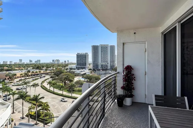 a view of a city from a balcony