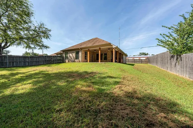 a garden view with a seating space