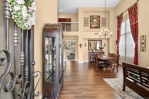a view of a entryway with furniture and livingroom view