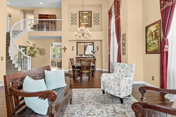 a living room with furniture