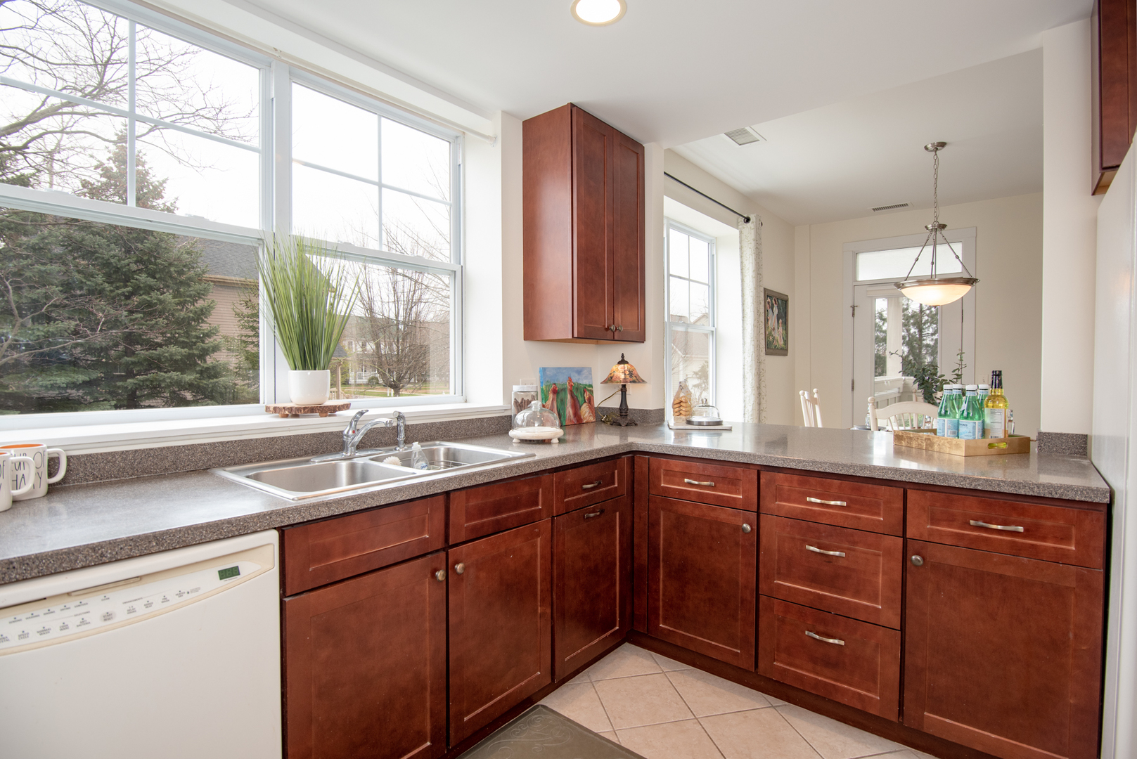 977 Harris Road, Unit 14 Grayslake, IL 60030 - Photo 9 of 21 a kitchen with a sink a window and wooden cabinets