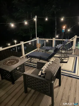 a roof deck with furniture