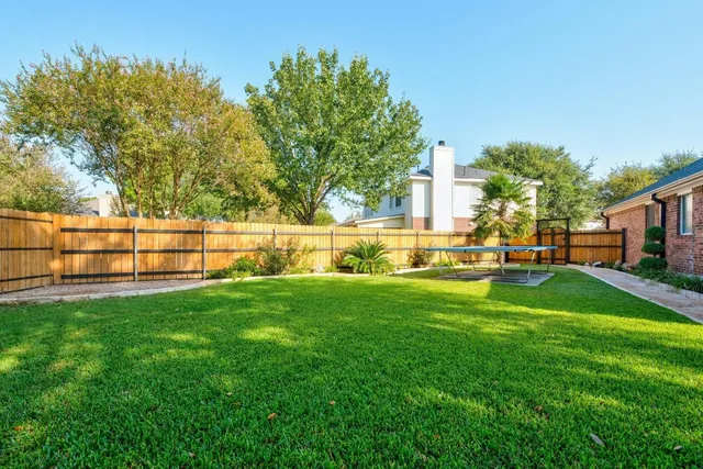 a view of a yard with a tree