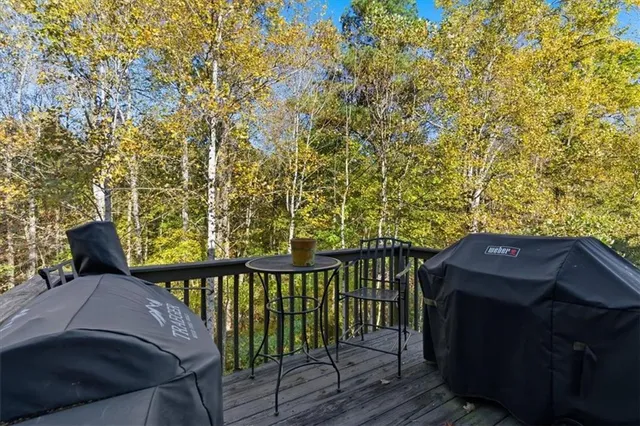 a view of a balcony with an outdoor space