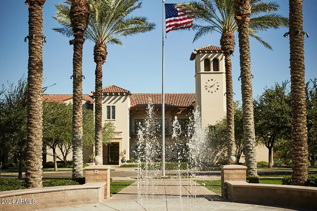 a front view of a building with street view