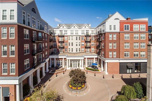 a front view of a multi story building