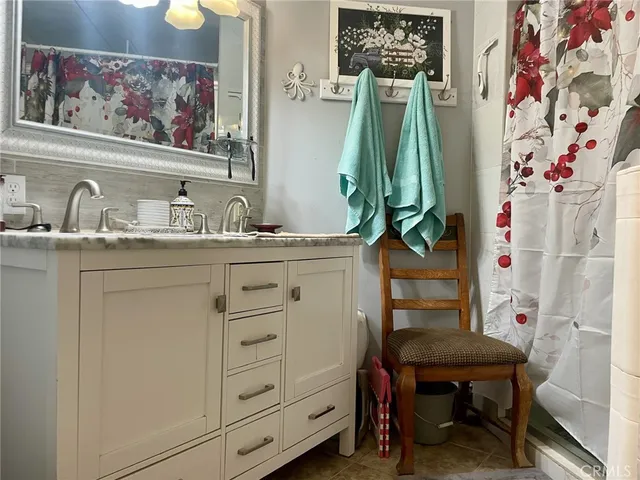 a room with a cabinets and a table