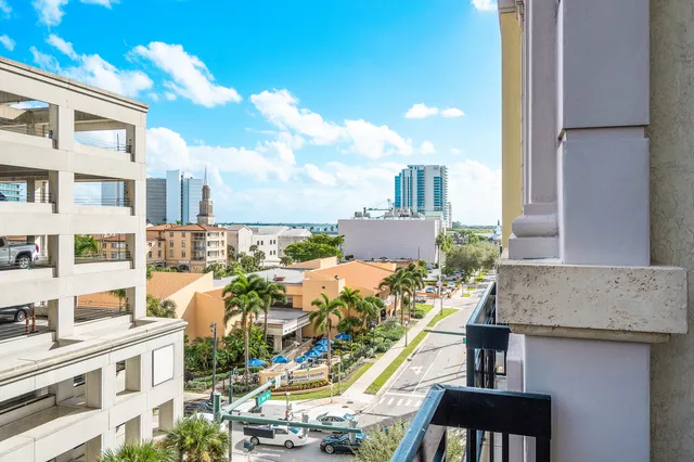 a view of a city with tall buildings