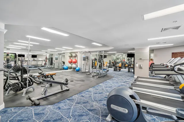 a view of a room with gym equipment