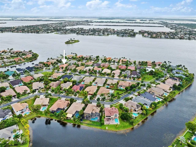 view of a lake with a city