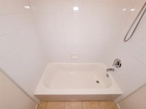 a bathroom with a bathtub