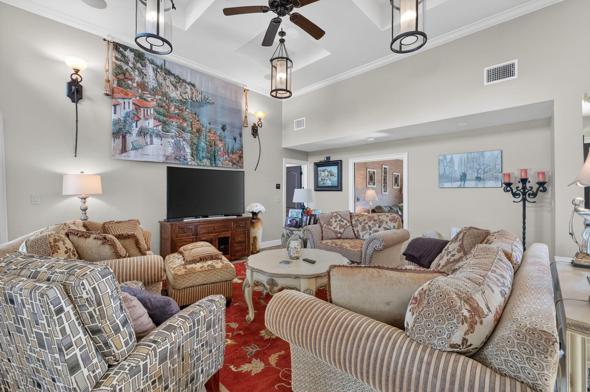 5212 Foxpointe Circle Delray Beach, FL 33445 - Photo 9 of 89 a living room with furniture and a chandelier