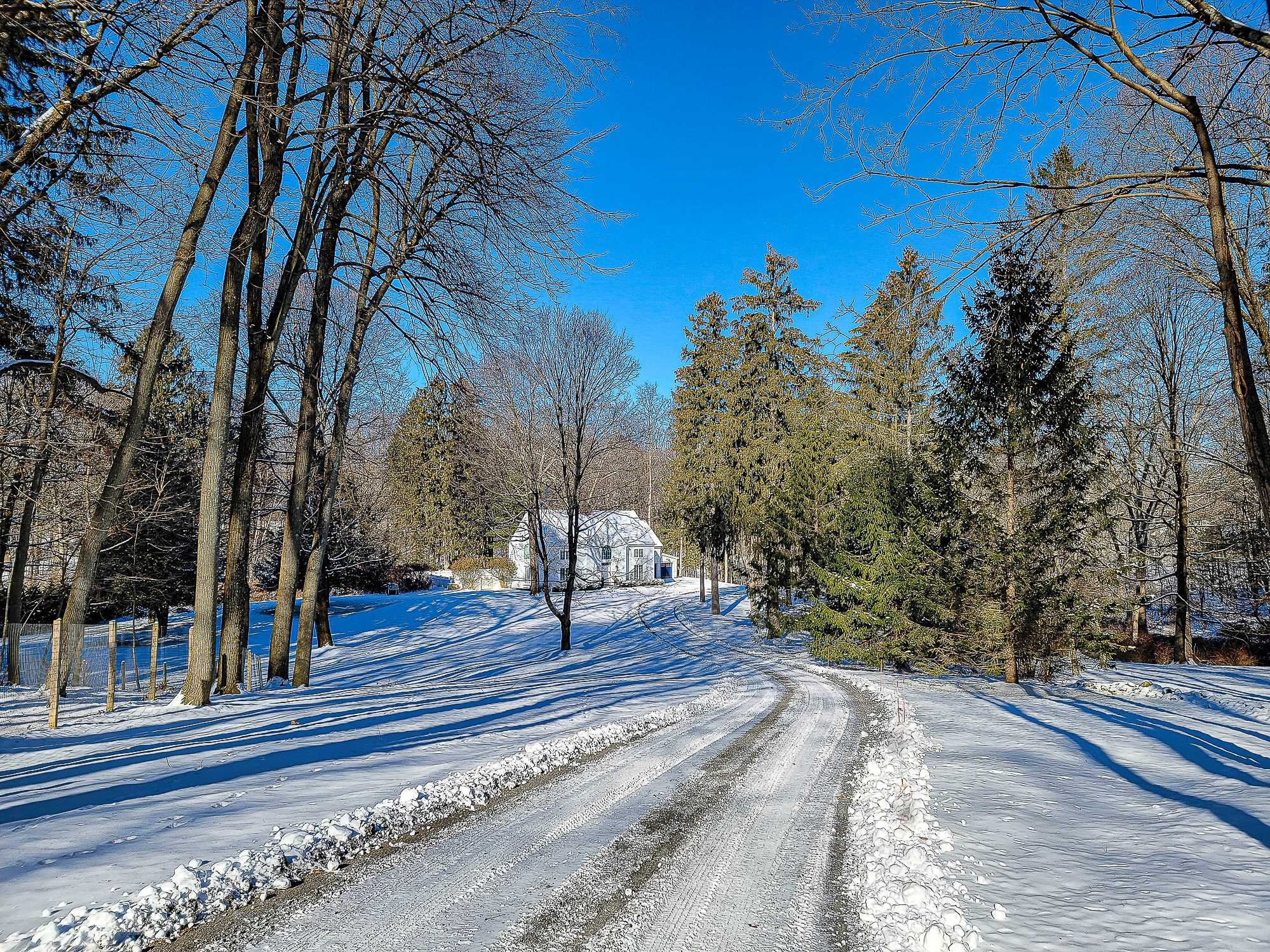 a view of a building with trees