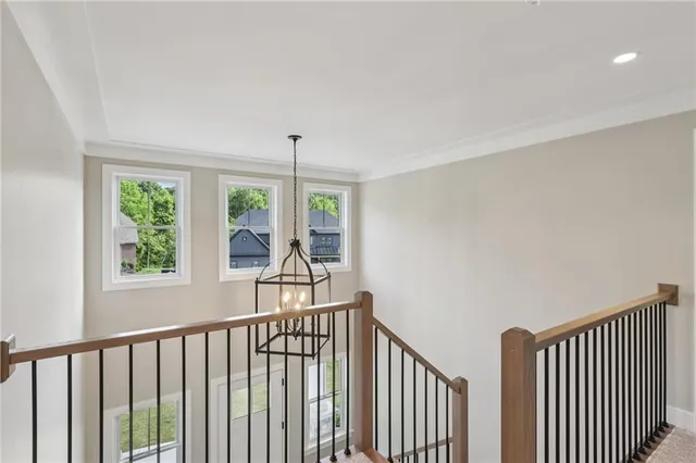 a view of hallway with furniture