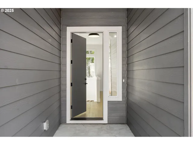 a view of a wooden door