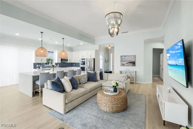 a living room with fireplace furniture and a flat screen tv