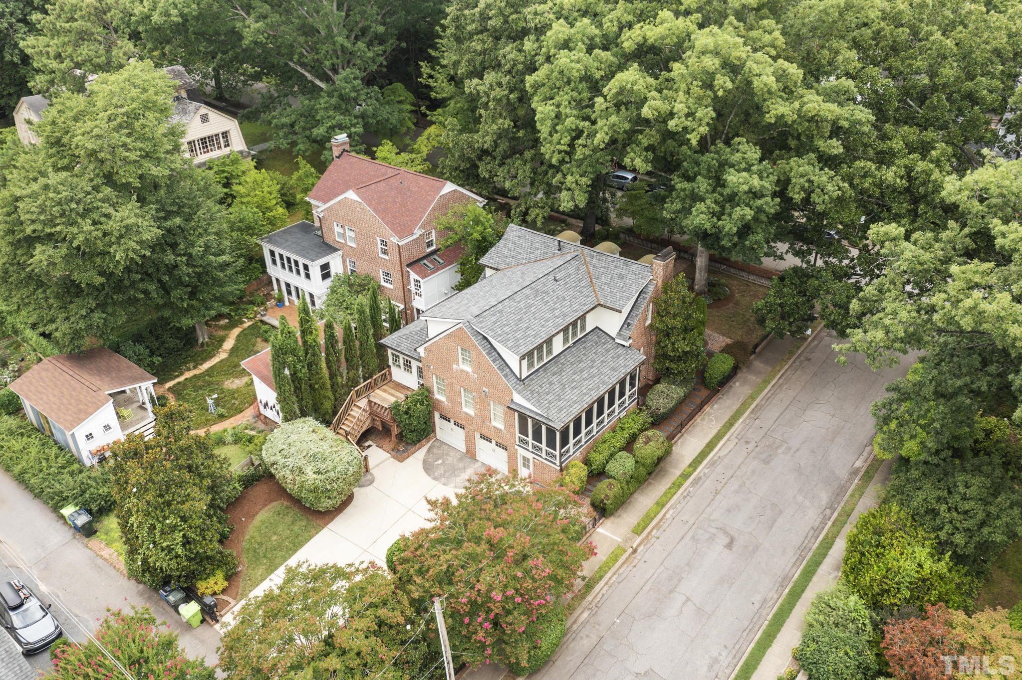 224 Hawthorne Road Raleigh, NC 27605 - Photo 44 of 46 an aerial view of a house with a yard swimming pool and outdoor seating