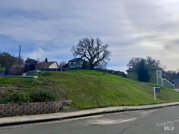 a view of a field of grass and trees