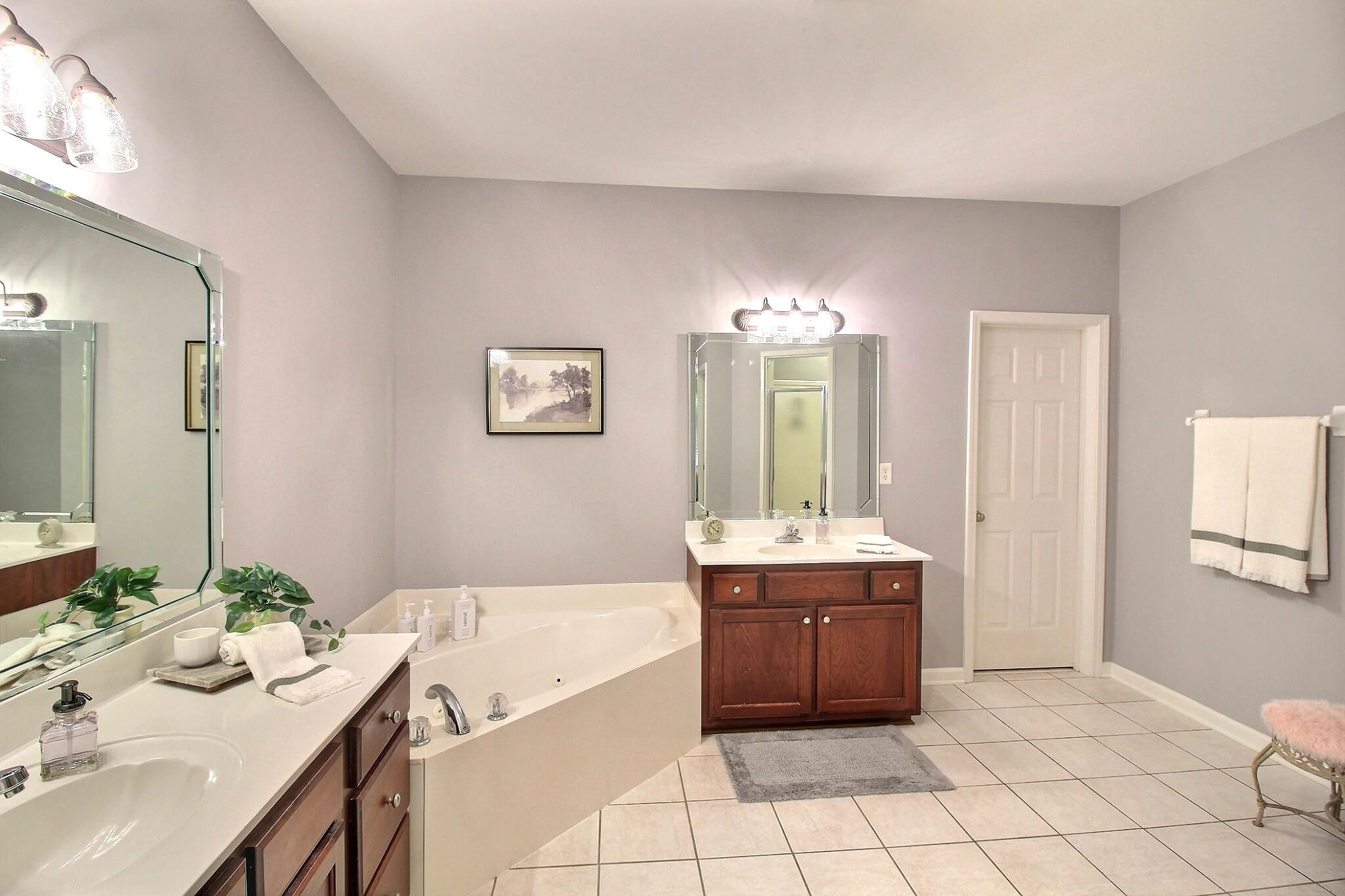 1156 Sunriver Cove Collierville, TN 38017 - Photo 16 of 37 a spacious bathroom with a bathtub a sink and a mirror