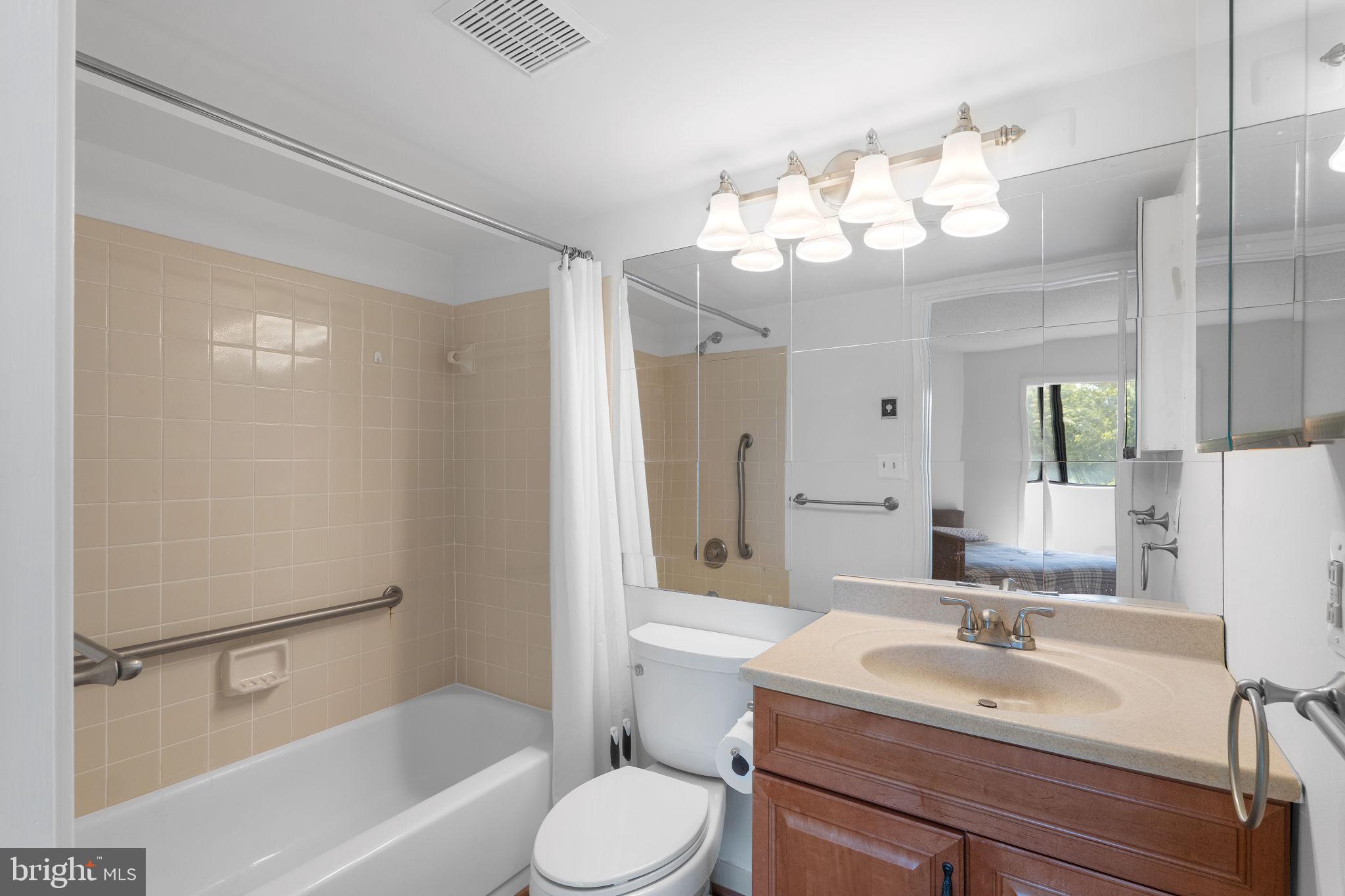 1951 Sagewood Lane, Unit 315 Reston, VA 20191 - Photo 15 of 37 a bathroom with a sink a toilet and a mirror