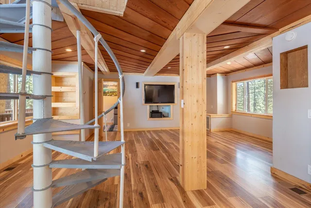 a view of a livingroom with a flat screen tv