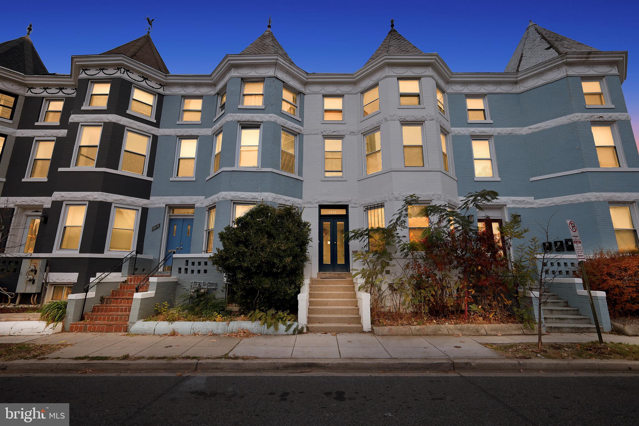 a front view of multiple houses