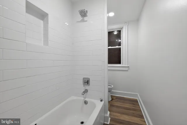 a bathroom with a bathtub