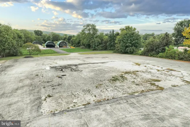 a view of a field with an trees
