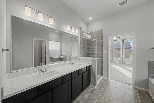 an aerial view of a swimming pool