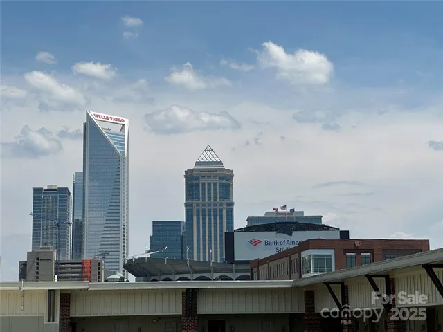 a view of a large building with a city view