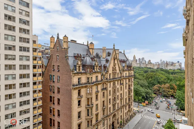 a view of a city with tall buildings