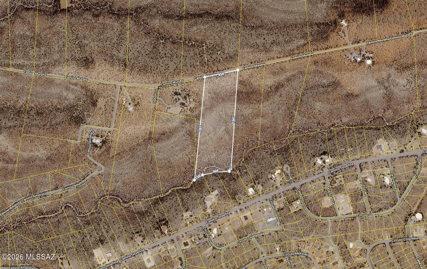 Tbd Tbd Camino Murphy, Unit 33 Rio Rico, AZ 85648 - Photo 12 of 12 Aerial Lot Dimensions