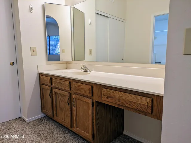 a sink and a mirror