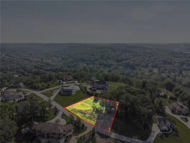 a view of a city with lush green forest