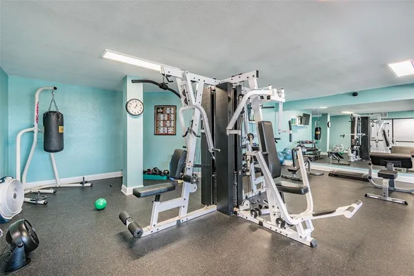 a view of a room with gym equipment