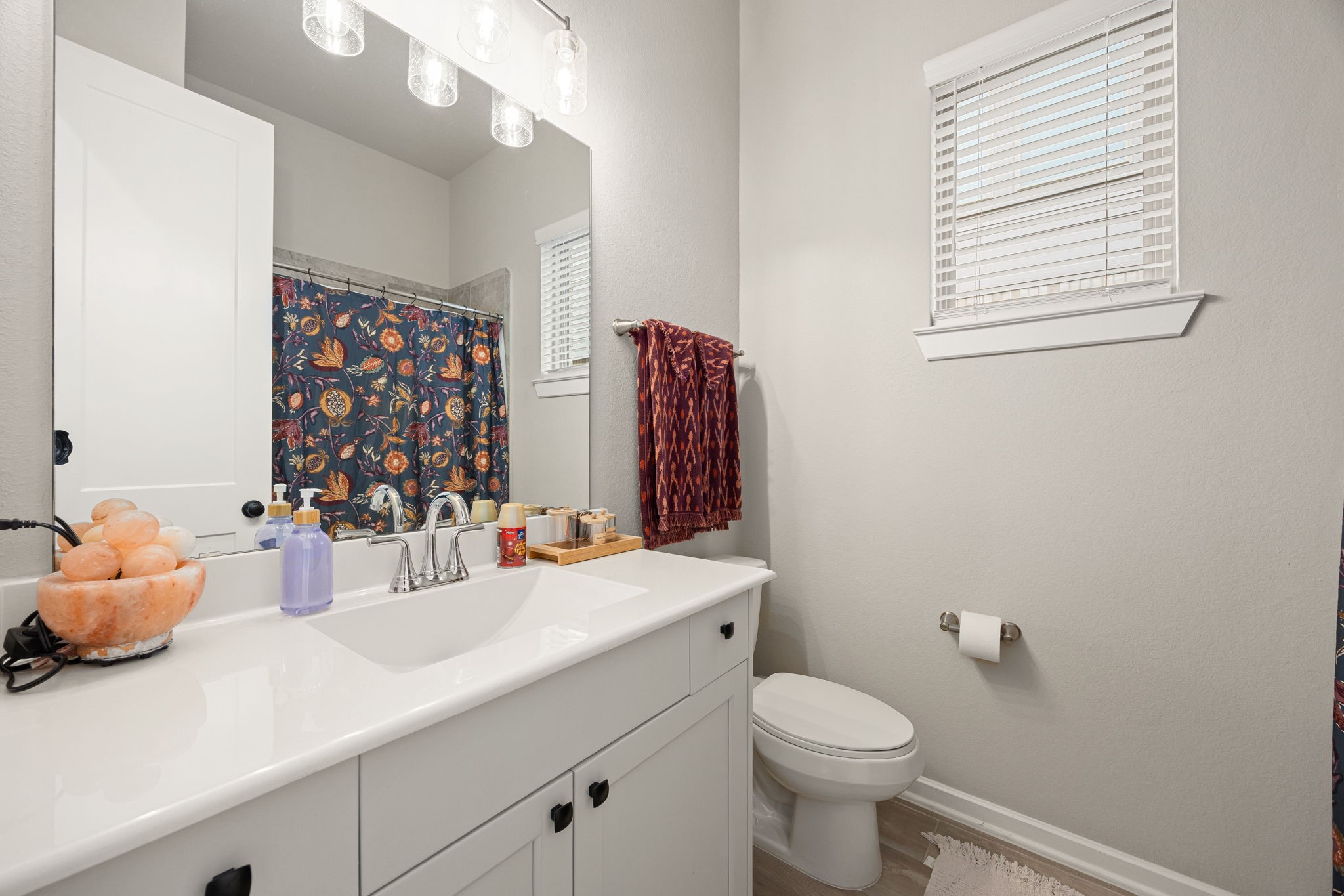 4823 Vaughan Way Iowa Colony, TX 77583 - Photo 17 of 29 a bathroom with a sink a toilet and mirror