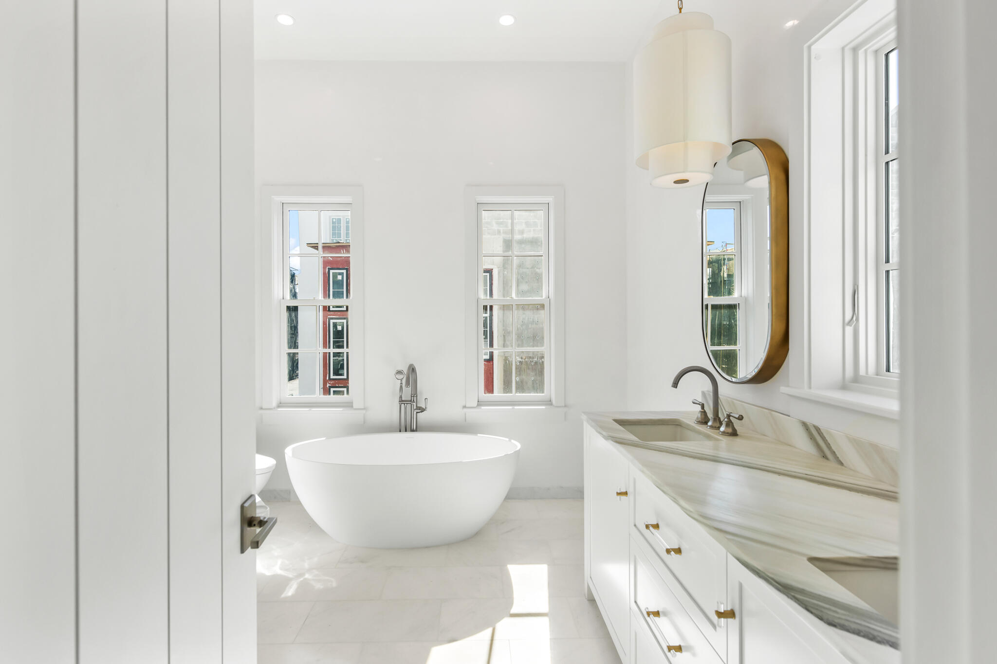 26 Sea Garden St Inlet Beach Inlet Beach, FL 32461 - Photo 28 of 51 a bathroom with a granite countertop sink and a mirror