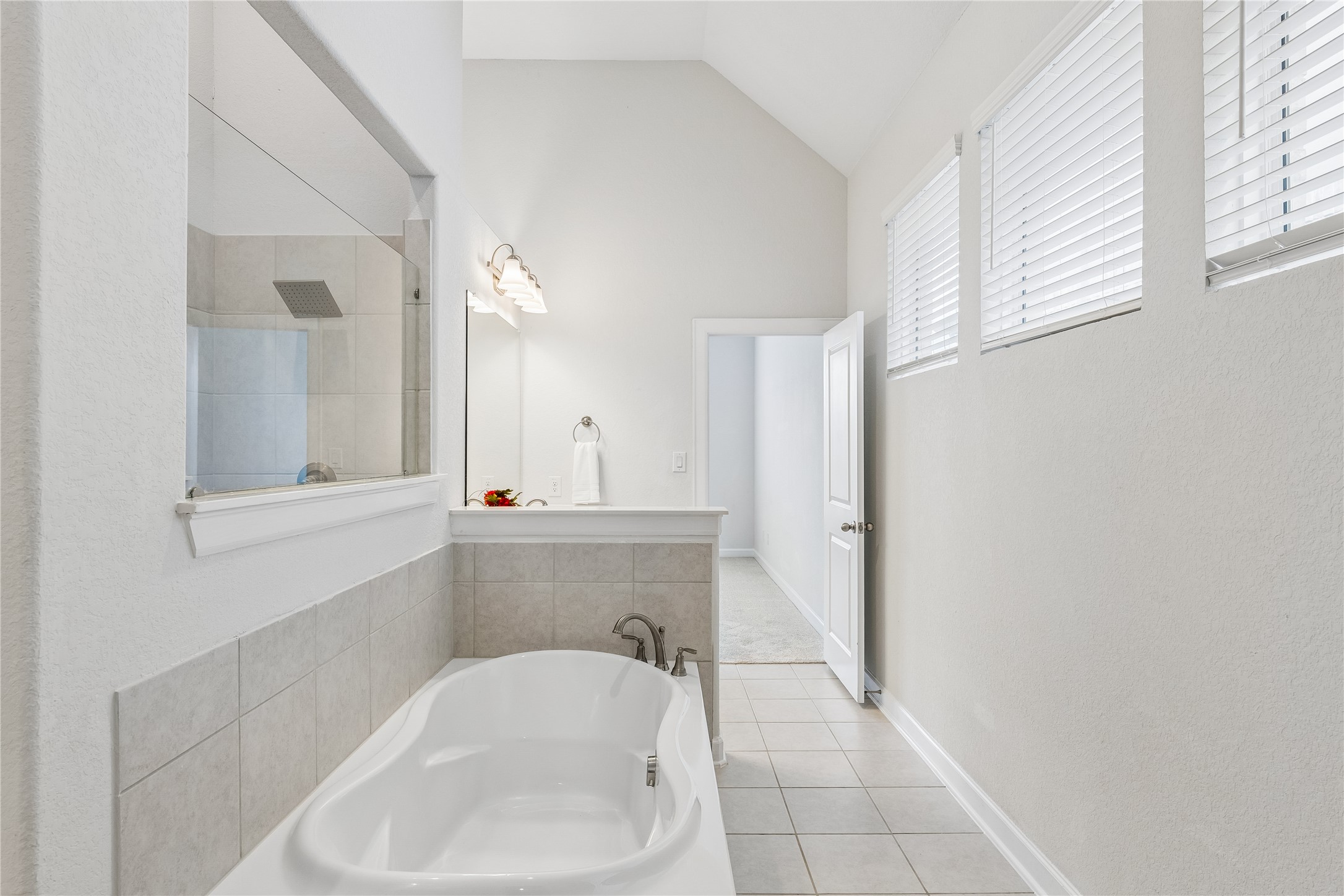 298 Wild Pecan Loop Buda, TX 78610 - Photo 25 of 40 a bathroom with a tub sink and mirror