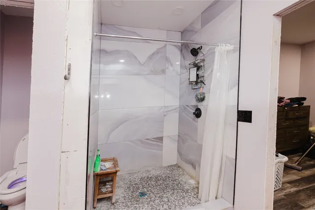 a bathroom with a shower