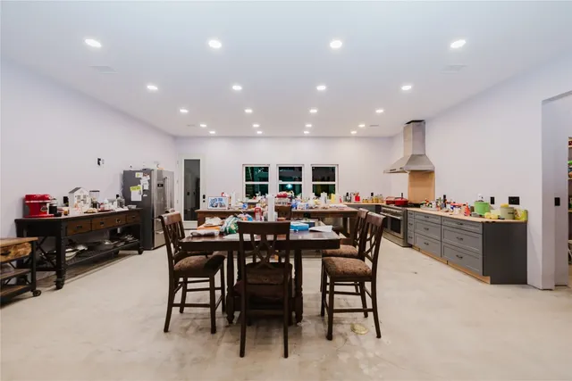 a view of a dining area with furniture