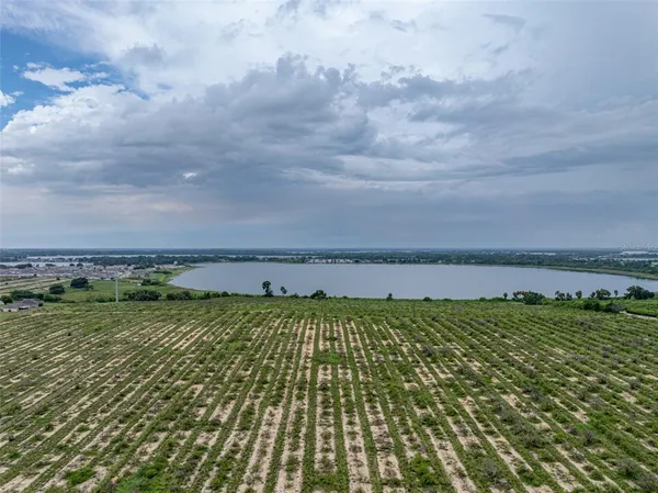 a view of a lake with a building in the background