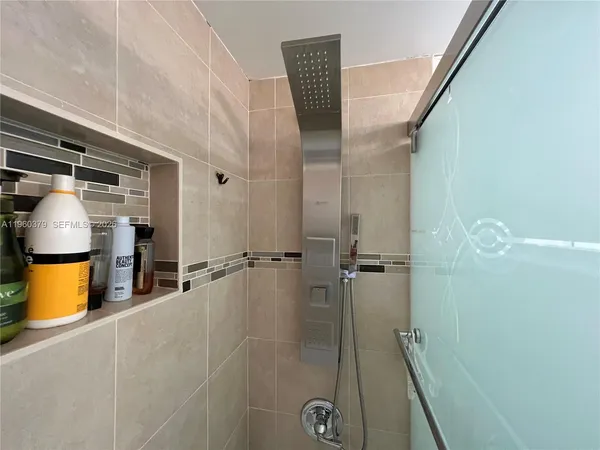 a bathroom with a shower