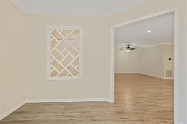 an empty room with a door