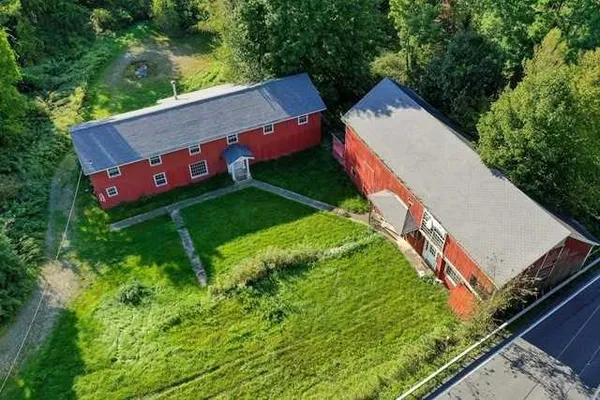 an aerial view of a house