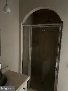 a bathroom with a bathtub