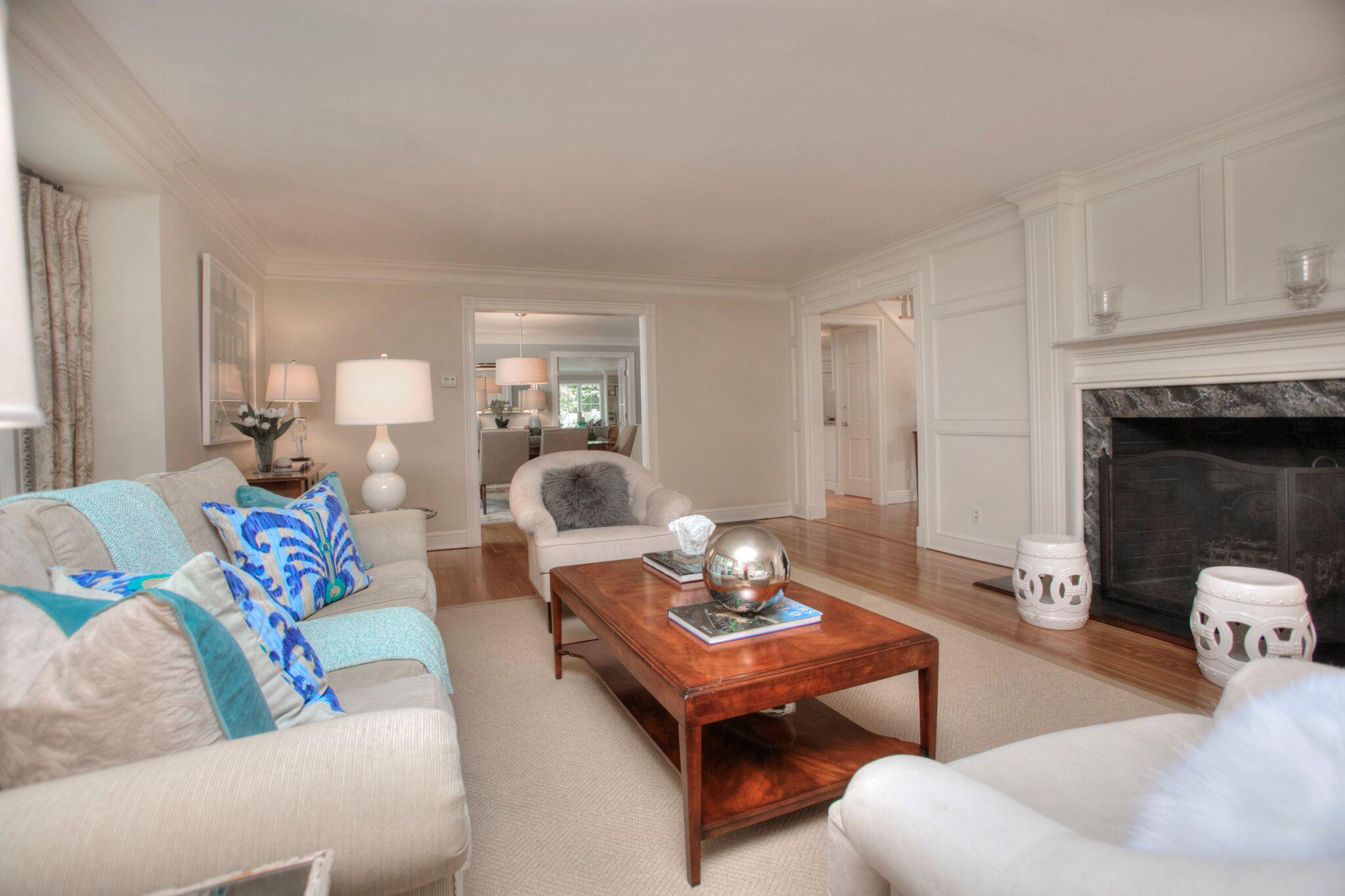 5 Haskell Lane Darien, CT 06820 - Photo 3 of 22 a living room with furniture and a fireplace