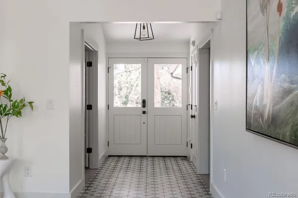 a view of room with window and hardwood floor