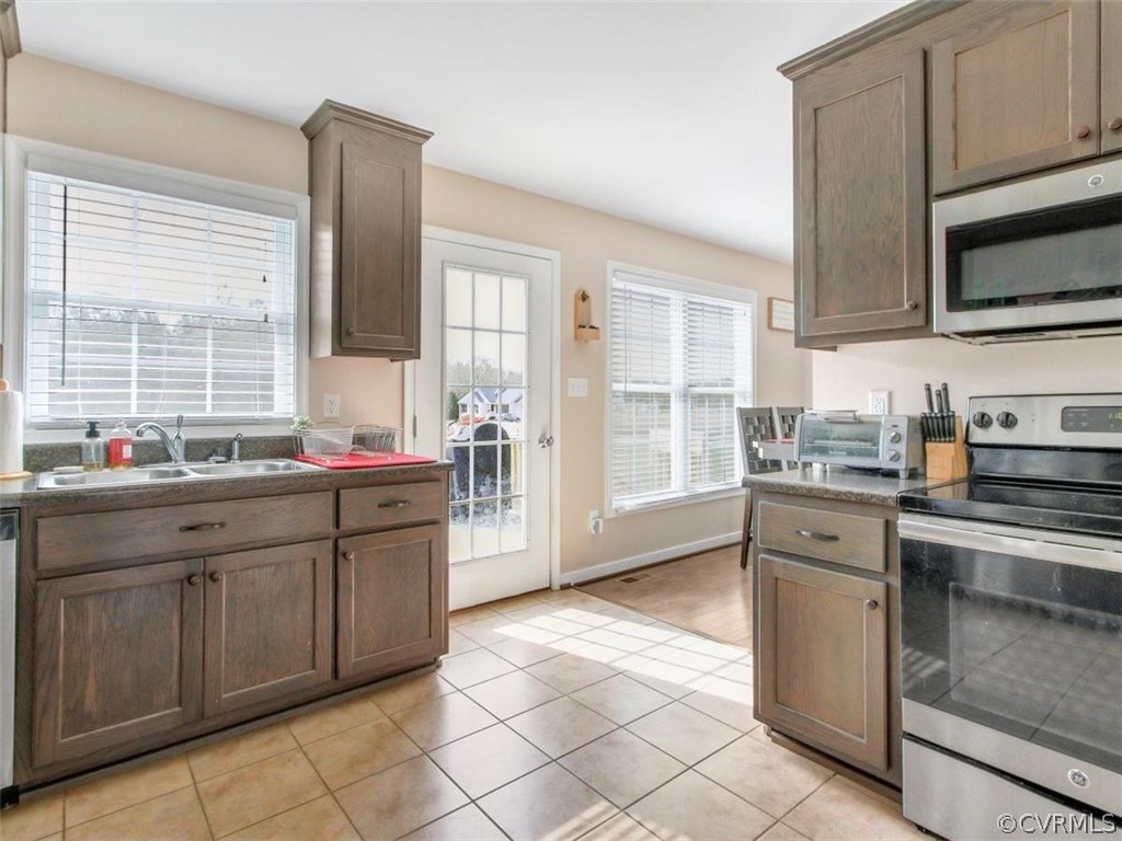 17196 Cabin Point Road Carson, VA 23830 - Photo 8 of 16 a kitchen with stainless steel appliances granite countertop a stove a sink and a microwave