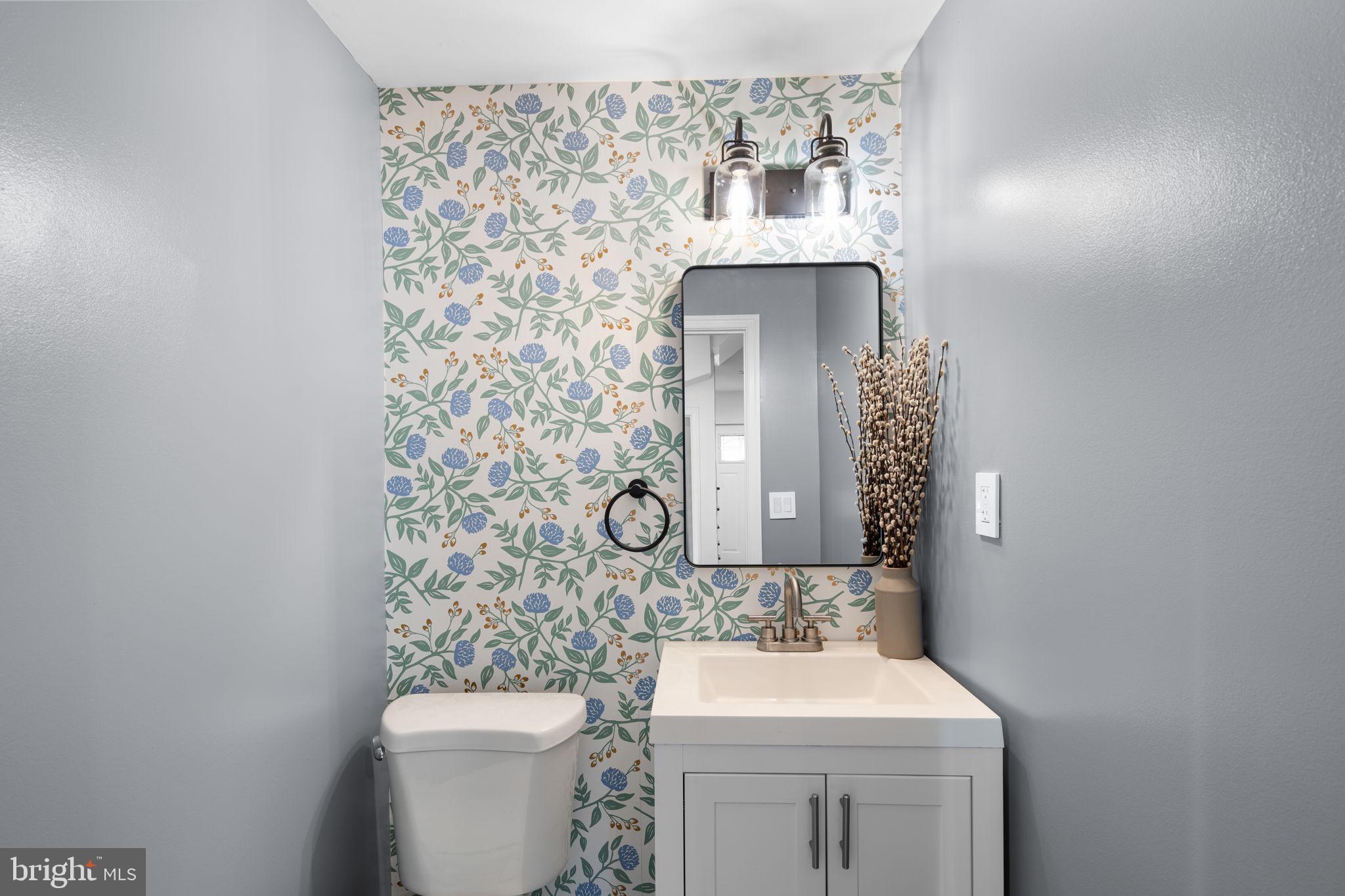 1015 48th Street Northeast Washington, DC 20019 - Photo 14 of 28 a bathroom with a toilet sink and mirror