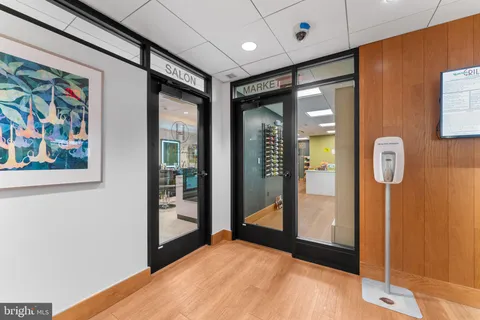 a group of people sitting at tables in a room
